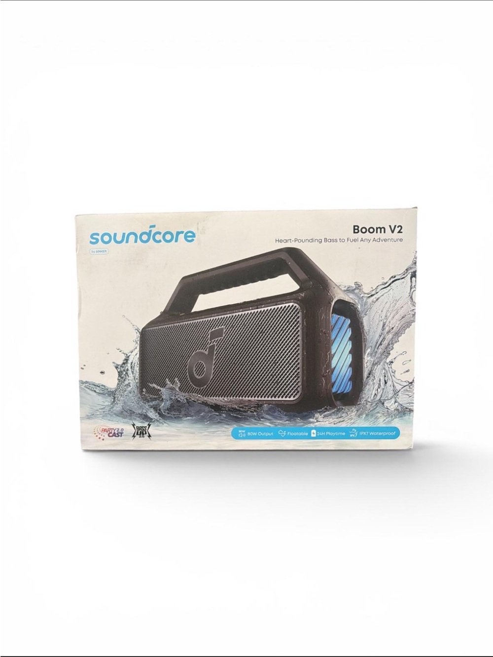 Boom V2 Portable Bluetooth Speaker - Black with Blue Accent